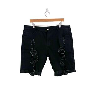 Women's Black Distressed Jean Shorts